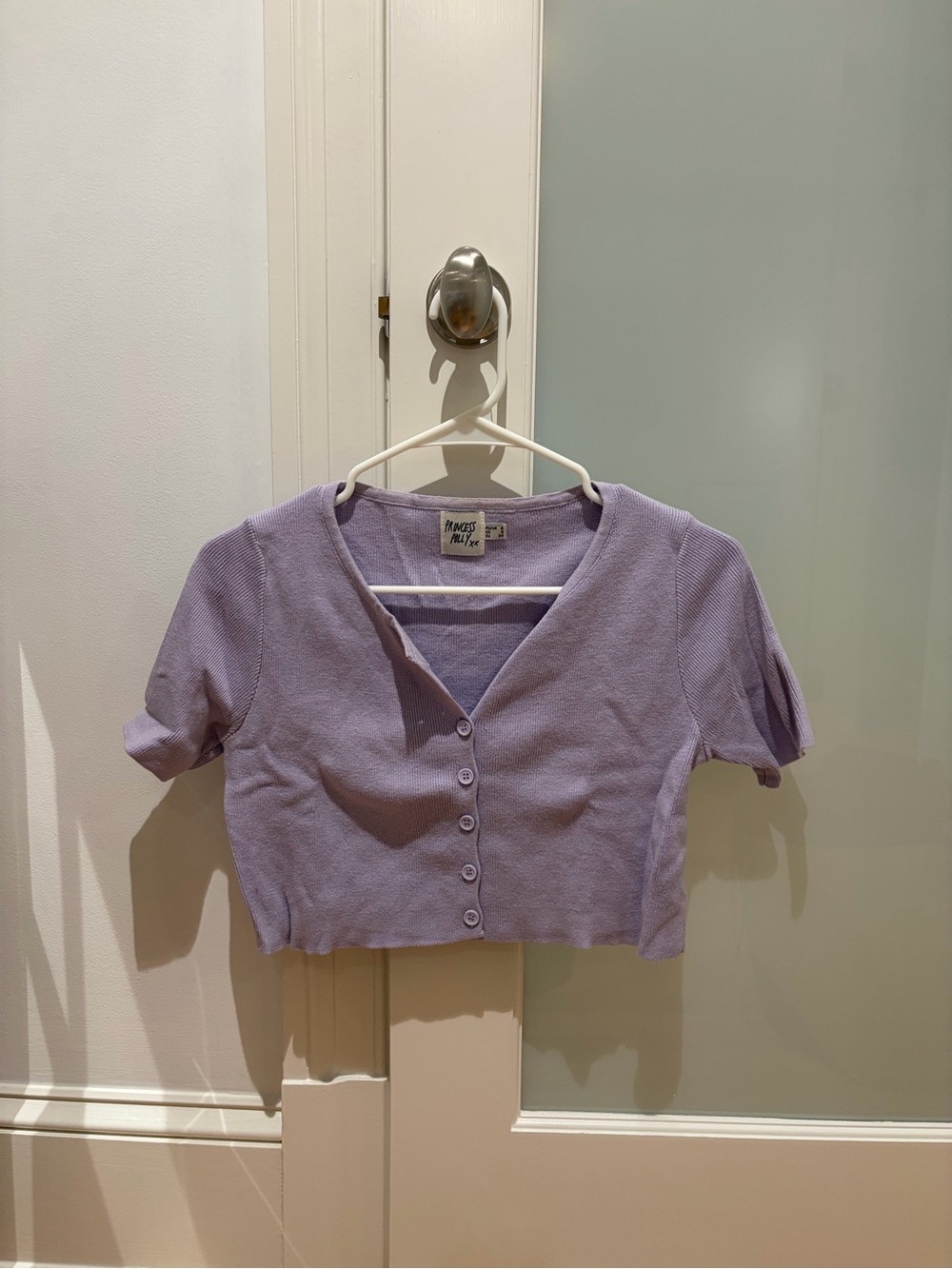 Princess Polly Pastel Lavender Cropped Button Cardigan